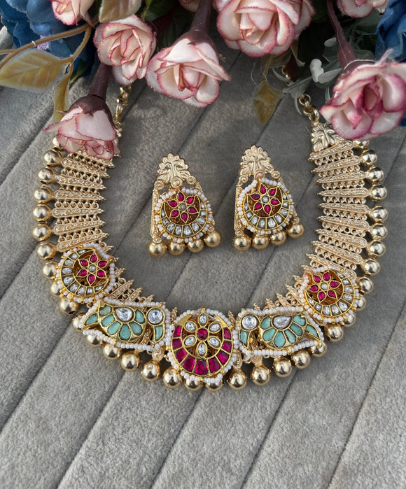 Madhuri , elegant Oxidized silver Finish Necklace Set for Navratry 2025-MUSK001OSD