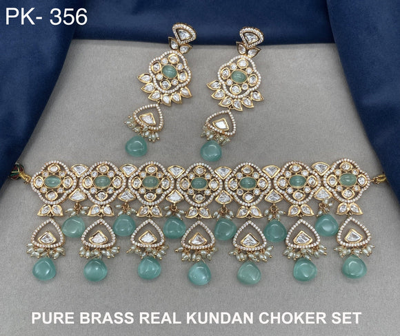 Seema , elegant Gold Finish Kundan Necklace Set for women -AK001KNC