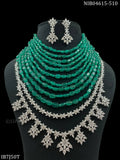 Aparna , elegant Layered Green stone Necklace with American Diamond Fusion -JAYDU001FNS