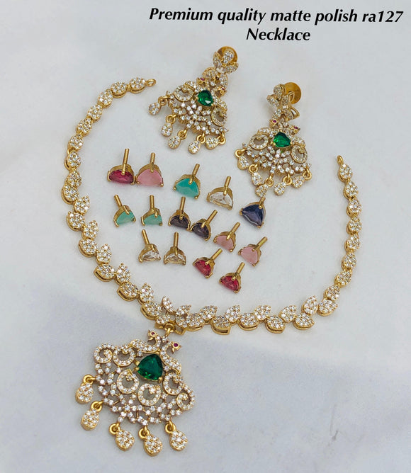 Soundarya , Premium Matte Finish Color changeable Stones Necklace Set for Women -SHAKI001CC