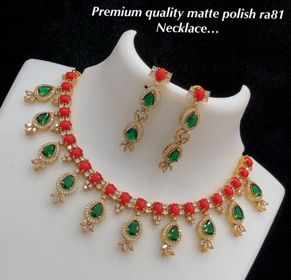 Vimala , elegant Matte Gold Finish Necklace Set for women -SHAKI001MNB