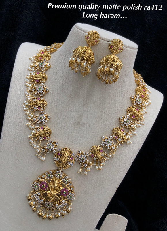 Dashavatar design Diamond studded Gold Finish Long Haram for women -SHAKI001DS