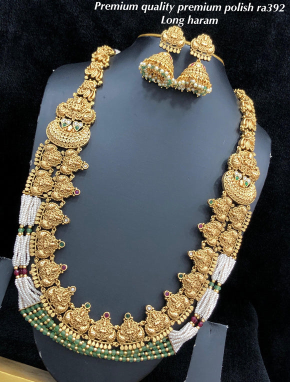 Sharanya , elegant Matte Gold Finish Long Haaram / Long Necklace Set for women -SHAKI001LS