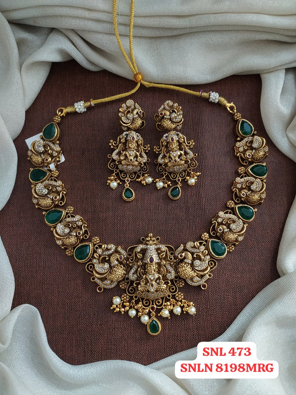 Pavithra , elegant Antique Gold Finish Necklace Set for women -SONAM001AF
