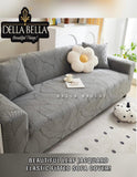 Grey Shade  Beautiful Leaf Design Jacquard Elastic Fitted Sofa Cover Set -CT001SCG