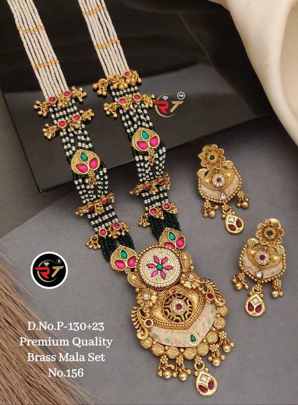 Jyotirmoy , elegant Matte Gold Finish Long Necklace Set for women -JAYDU001LMS