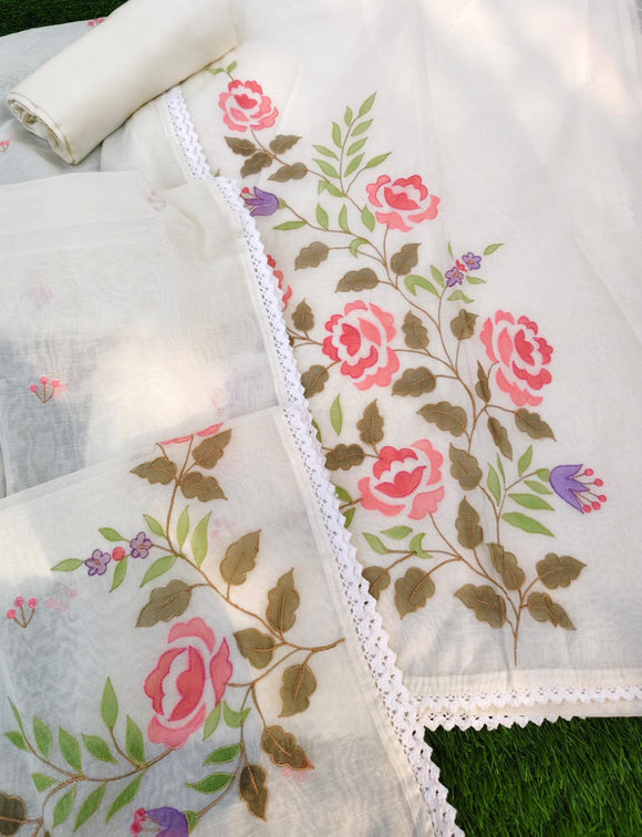 Elegant off-white Chanderi cotton silk salwar suit set for women -DEEP001SS