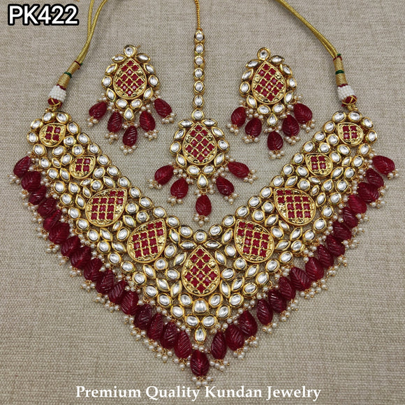 Manasi , Gold Jewellery Finish Premium Kundan Necklace Set for women -AKC001KJ