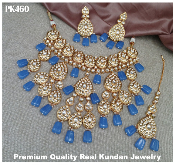 Neelima , Gold Jewellery Finish Premium Kundan Necklace Set for women -AKC001KJB