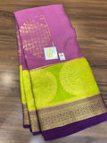 Padmavathy , Pure Mysore Crepe Silk Saree with 140 Gsm Thickness with Beautiful Weaving and Rich Pallu with Blouse -SACHI001MSG