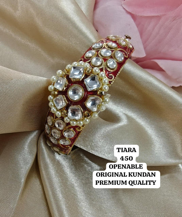 Moushmi , elegant Gold Finish Meenakari Openable Bracelet / Kada for women -SANDY001BWA