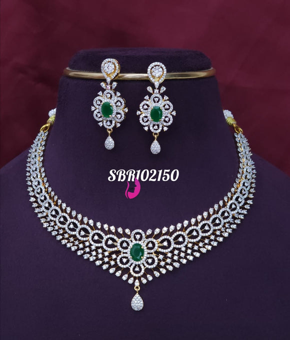 Mandakini , elegant Gold Jewelry Finish Diamond studded Necklace Set for women -LR001DNA