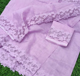 Lilly Lover , Lilac Shade Kota cutwork work saree with&nbsp; blouse for Women for Christmas 2025-DEEP001LS