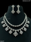 Aiswarya , Platinum Finish Diamond Design Necklace Set for Women -SIP001DN