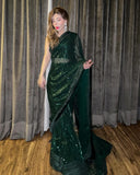 Glada , Green Sequins Saree for Women -MISS001GS