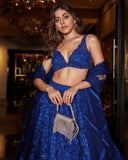 Beauty in Blue , Electric Blue Sequins Lehenga For Women-LASA001BL