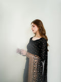 Yang Asha , Black beautiful designer sequins Saree Collection for women -TANVI001BS