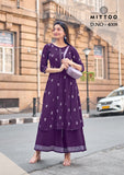 Purple  Elegant Rayon Kurti with Palazzo Bottom for women -RG001RKC