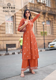 Orange Elegant Rayon Kurti with Palazzo Bottom for women -RG001RKE