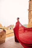 Diana Red , New Trending Bollywood Block Buster Red Sequins Georgette Saree for women -SATYA001RS