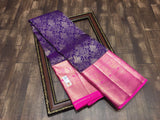 Shylashree , Violet and Pink Combination Kanjivaram Silk Saree for wOmen - SACHI001VP