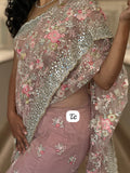 My Fair Lady , Pastel Pink Pure Net Fabric adorned with Heavy Parsi Emboidery and Original Mirror Work -21ETHNIC001PNS