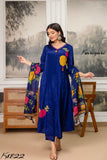 SHYAMALI , Premium natural crepe beautiful suit with printed dupatta having applique work on yoke sleeves-FOF001BSS
