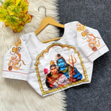 Shivaparvathy Design Semi pure silk fabric Ready Made Blouse with antique handcrafted work -SOC001RBA
