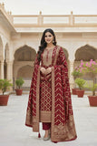 Maroon  Shade Banarasi Fancy Silk Salwar Suit Material for women -SPARK001MS
