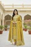Yellow Shade Banarasi Fancy Silk Salwar Suit Material for women -SPARK001YS
