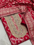 Red  Shade Banarsi Fancy Silk Salwar Suit Material for women -SPARK001RS