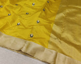 Mounika , Yellow Shade  Pure Chanderi Silk Saree for Women -SHABI001YSA