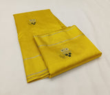 Sanjukta , Yellow Pure Chanderi Silk Saree for Women -SHABI001YS