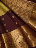 Mahalakshmi , Chocolate and Lemon Green Oosi Kattam Kanjiavaram Silk Saree for women -SACHI001LGC
