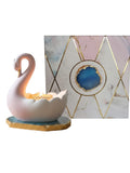 Graceful swan-shaped tealight holder on base gemstone Agate-AKSH001TH