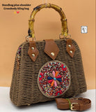 Brown Lily , Brown Traditional Boho Style Rattan Sling Bag for women -MK001RBC
