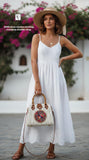 White Lily , White Traditional Boho Style Rattan Sling Bag for women -MK001RBA