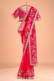 Red Rose , Lovely Red Tabby Silk Saree with Thread work and Sequins work -SOC001RS