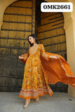 Helena , Yellow Three Piece Digital Designer Print Full Sleeve Pure Organza Full Flair Anarkali Kurti Set -AFREE001YK