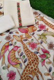 Safari , elegant Animal Print Linen Top and Duppatta with Semi silk bottom - DEEP001LS