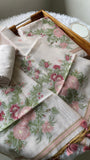 Pink Rose , Beautiful Woven Muga Suit Set with Jamdani Pattern - DEEP001MSD