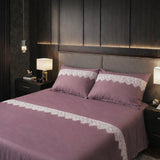 LILAC  SILK LACE SERENITY SOLID 500TC PREMIUM BEDDING SET BY RB -RB001BSD