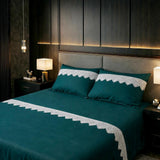 GREEN  SILK LACE SERENITY SOLID 500TC PREMIUM BEDDING SET BY RB -RB001BSF