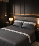 GREY  SILK LACE SERENITY SOLID 500TC PREMIUM BEDDING SET BY RB -RB001BSG
