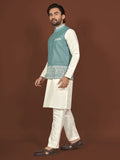 Unique Agave Green Color Classic Koti Kurta Pair for Men -SOC001KKE