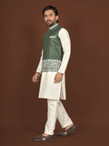 Unique Green Color Classic Koti Kurta Pair for Men -SOC001KKC