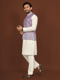 Unique Lavender Color Classic Koti Kurta Pair for Men -SOC001KKB