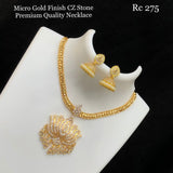 Kamalini , Matte Gold Finish White CZ Stone Studded Necklace Set for women -SHAKI001LJ