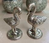 Silver Swans ,  German Silver wooden based Swan pair for Decoration-ANUB001SP