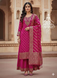 Embroidered Banarsi Silk Shirt With Pearl , Zardozi   Sequin Work-LR001BM